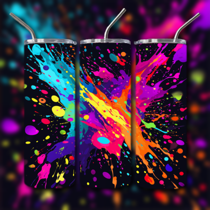Neon Splatter Tumbler