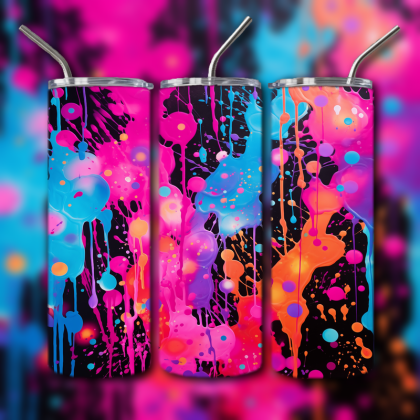 Neon Splatter Tumbler