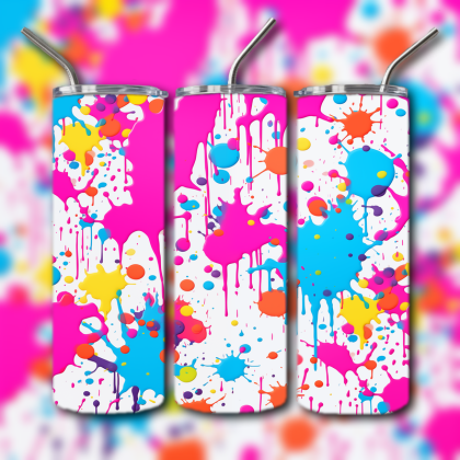 Neon Splatter Tumbler