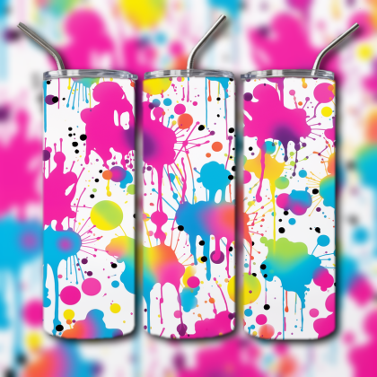 Neon Splatter Tumbler