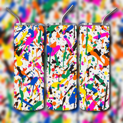 Neon Splatter Tumbler