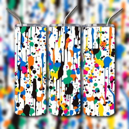 Neon Splatter Tumbler
