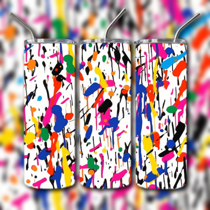 Neon Splatter Tumbler