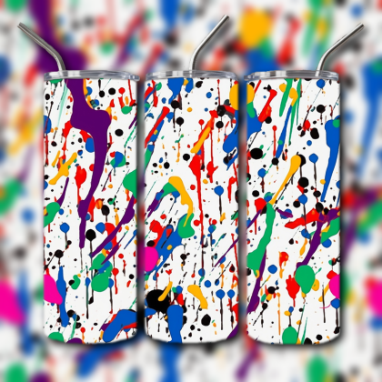 Neon Splatter Tumbler