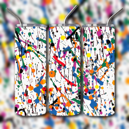 Neon Splatter Tumbler