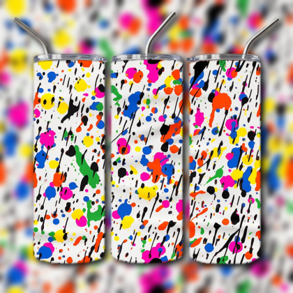 Neon Splatter Tumbler